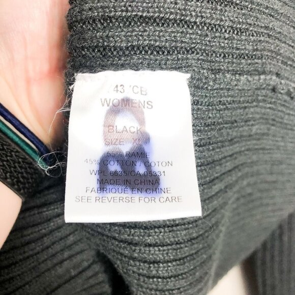 Woolrich Chunky Ribbed Knit Quarter Zip Pullover Womens XL black - Picture 8 of 11